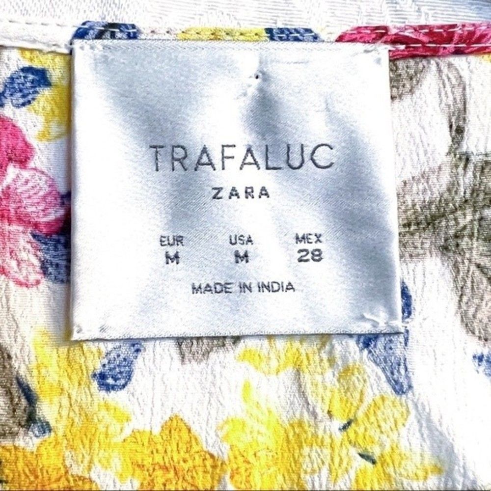 Zara Trafaluc NWT Floral Knit Trim Fringed Kimono Cardigan Size M Swim Cover Up - Picture 7 of 9